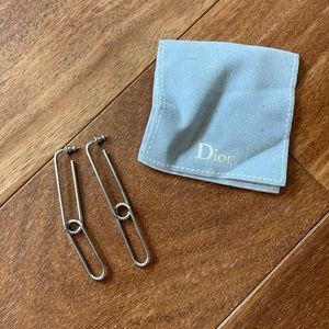 Dior silver paper clip earrings